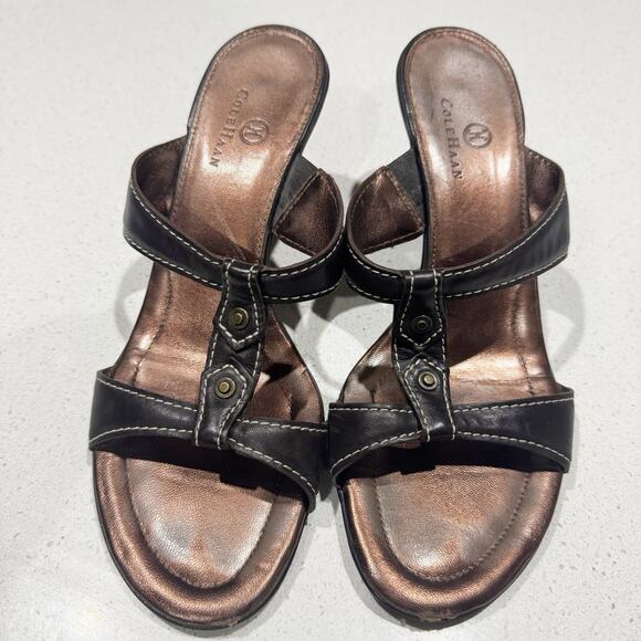 Cole Haan Shoes - Cole Haan Espresso Brown Slide Heels Sandals Shoes D19640 Size 9.5B